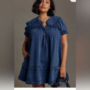Anthropologie Pilcro Findley Denim Dress with Puff Sleeves, size small